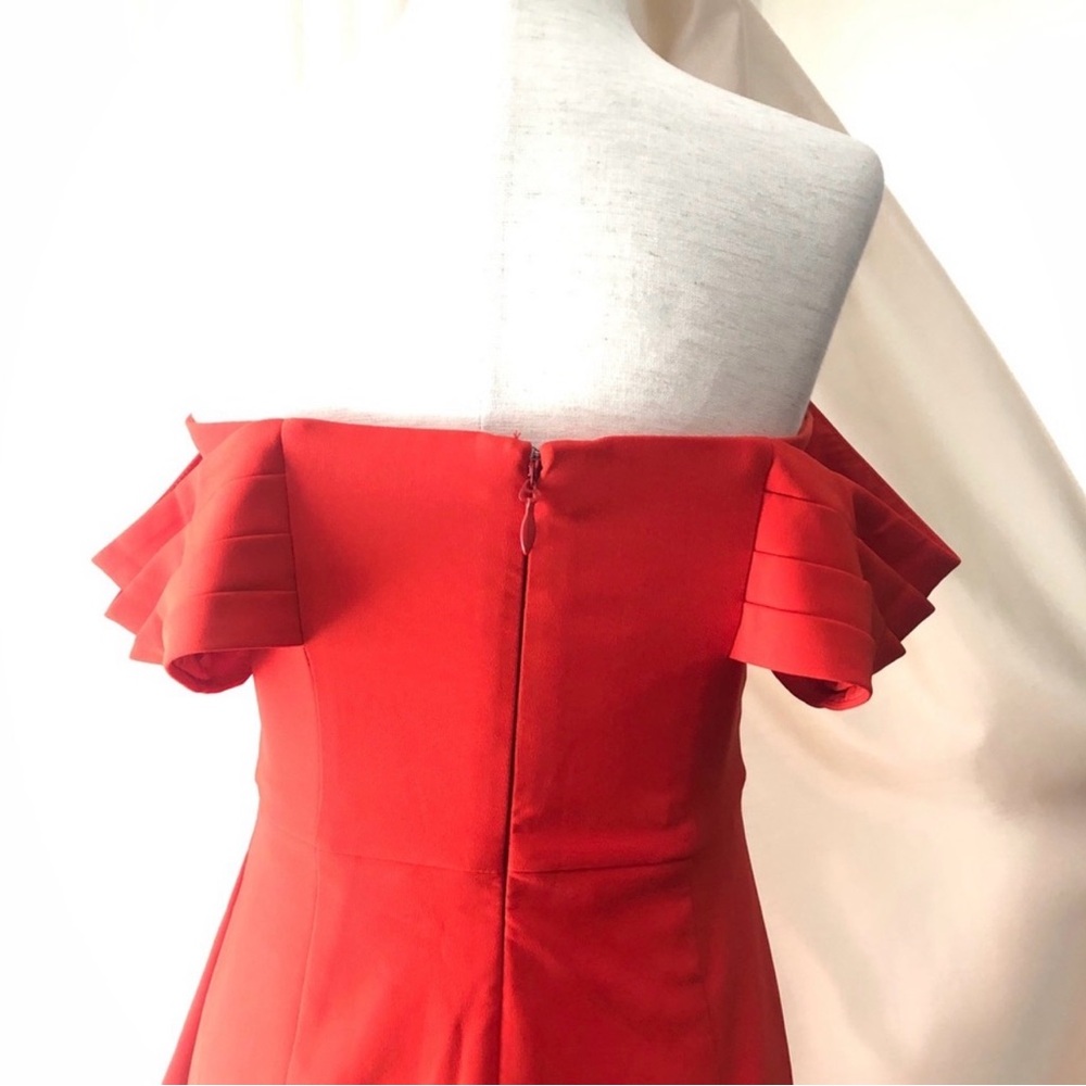 Lavish Alice One Shoulder Coral Red cocktail Dress - Picture 8 of 12